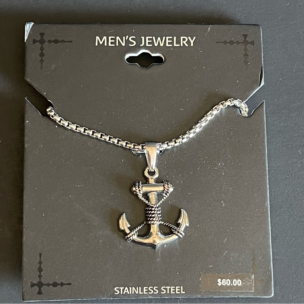 New Stainless Steel Anchor Necklace.